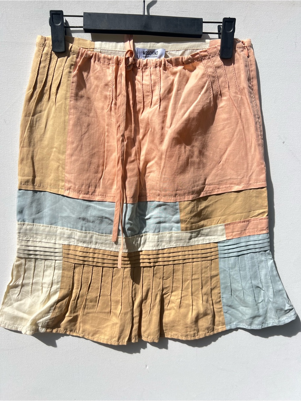 MOSCHINO cheap chic y2k colorblock skirt is 4 lk new linen cotton